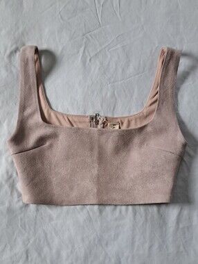 ​Salty By Andie Y Blush Pink Faux Suede Crop Tank Top M